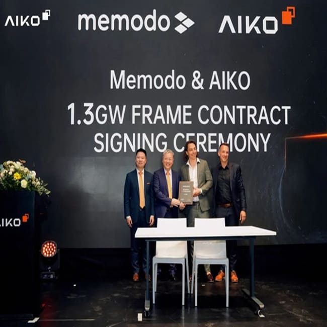 De Chinese fabrikant Aiko Solar tekent een leveringsovereenkomst van 1,3 GW met Memodo